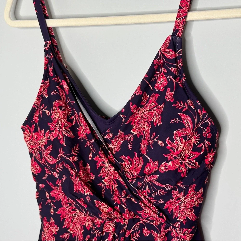 Lands End Large One Piece UPF 50+ Tulip Wrap Swimdress Modest‎ Cruise Vacation